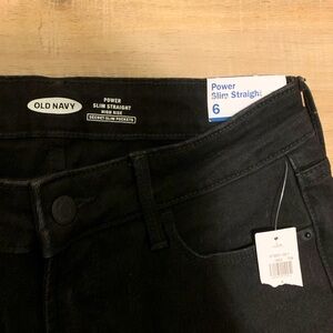 Old Navy power slim straight black ripped denim.
